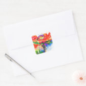 Sticker Carré Elégante aquarelle rouge florale (Enveloppe)