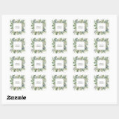 Sticker Carré Elégante aquarelle Verdure Enveloppe Mariage Sceau (Feuille)