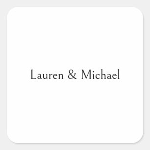 Sticker Carré Élégante calligraphie minimaliste mariage noir bla
