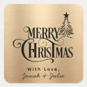 Sticker Carré Élégante Calligraphie moderne Script Noël (Devant)