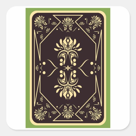 Sticker Carré Élégante carte de jeu Vintage Black Gold (Devant)