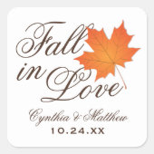 Sticker Carré Élégante chute en amour Automne Mariage Monogramme (Devant)