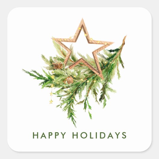 Sticker Carré Élégante composition de Noël bohème vacances (Devant)