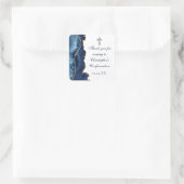 Sticker Carré Élégante confirmation Croix Marine Blue Gold Agate (Sac)