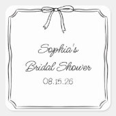 Sticker Carré Elégante Coquette Main Draw Bow mignonne Fête des  (Devant)