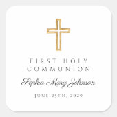 Sticker Carré Élégante Croix Première communion sainte (Devant)