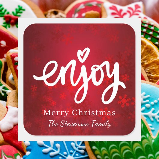 Sticker Carré Élégante cuisine de Noël simple rouge