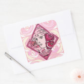 Sticker Carré Élégante femme Rose Art Nouveau (Enveloppe)