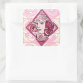 Sticker Carré Élégante femme Rose Art Nouveau (Sac)