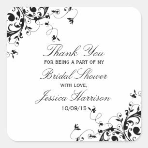 Sticker Carré Elégante Fête des mariées noir & blanc