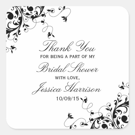 Sticker Carré Elégante Fête des mariées noir & blanc (Devant)