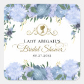 Sticker Carré Elégante Fête des mariées victorienne bleu Dusty F (Devant)