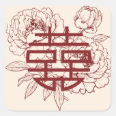 Sticker Carré Elégante Fleur Double Xi Chinese Wedding Square St (Devant)