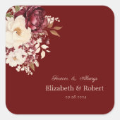 Sticker Carré Elégante Fleurs blanches bordeaux (Devant)