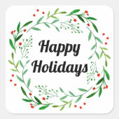 Sticker Carré Élégante Joyeuse Vacances Noël Laurel Wreath (Devant)