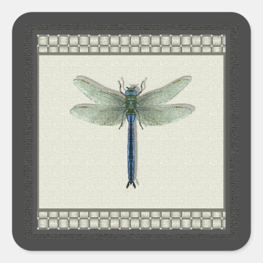 Sticker Carré Élégante libellule bleue (Devant)