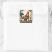 Sticker Carré Élégante Mère Hen Avec Poussins (Sac)
