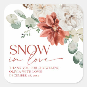 Sticker Carré Élégante neige rouge en amour Mariage d'hiver Show