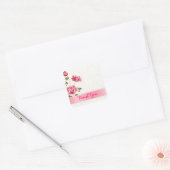 Sticker Carré Elégante Roses Roses Rose Plush Damas Blanches (Enveloppe)