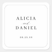 Sticker Carré Élégante typographie simple mariage noir et blanc (Devant)