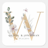 Sticker Carré Elégante verdure botanique Mariage d'or Favoriser (Devant)