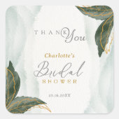 Sticker Carré Elégante verdure Fête des mariées or Aquarelle (Devant)