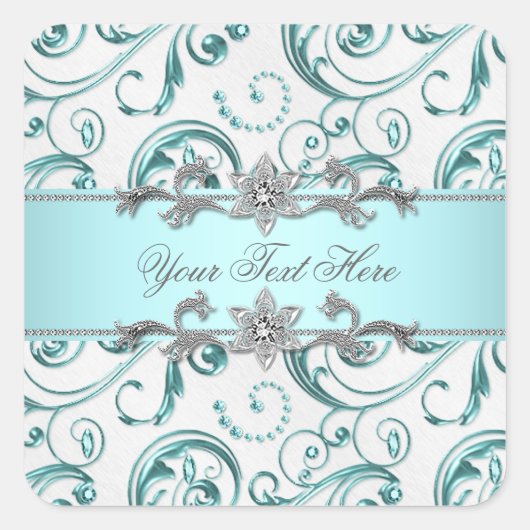 Sticker Carré Élégantes Flèches Turquoises Bleu (Devant)