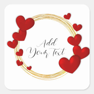 Sticker Carré Élégantes Saint-Valentin, Amour, Cœur Rouge Annive