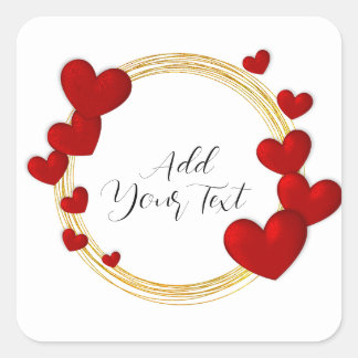Sticker Carré Élégantes Saint-Valentin, Amour, Cœur Rouge Annive