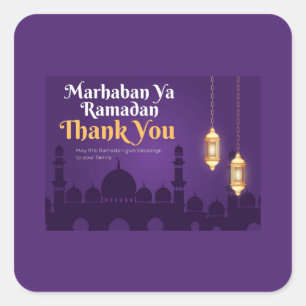Sticker Carré Élégantes salutations de Ramadan - Or Ramadan Kare