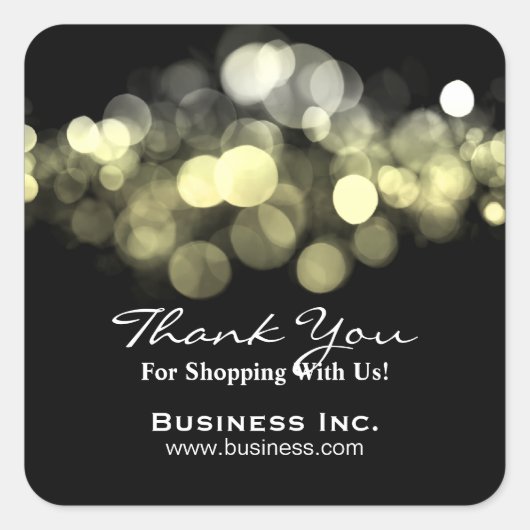 Sticker Carré Élégants voyants Merci d'affaires Or (Devant)