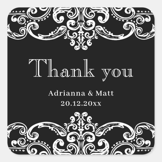 Sticker Carré Elegent White Ornamental Wedding Frame (Devant)