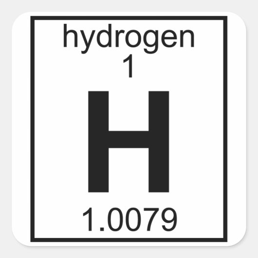 Sticker Carré Élément 001 - Hydrogène (plein) (t) (Devant)