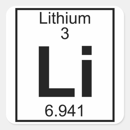 Sticker Carré Élément 003 - Li - Lithium (plein) (Devant)