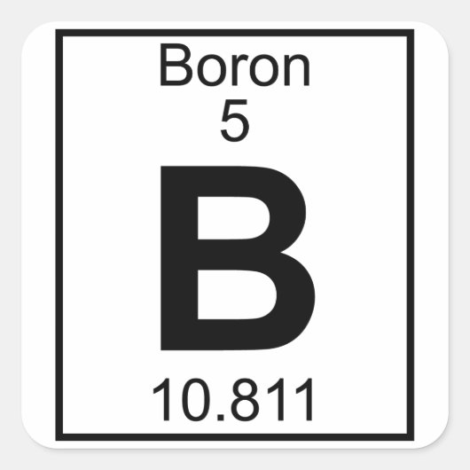 Sticker Carré Élément 005 - B - Boron (plein) (Devant)
