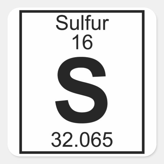 Sticker Carré Élément 016 - S - Soufre (plein) (Devant)