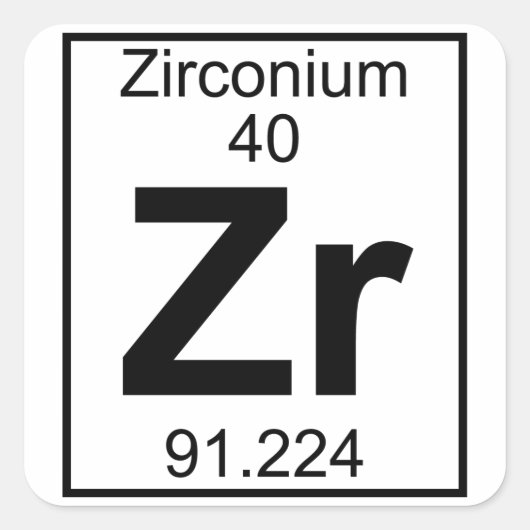 Sticker Carré Élément 040 - Zr - Zirconium (Complet) (Devant)