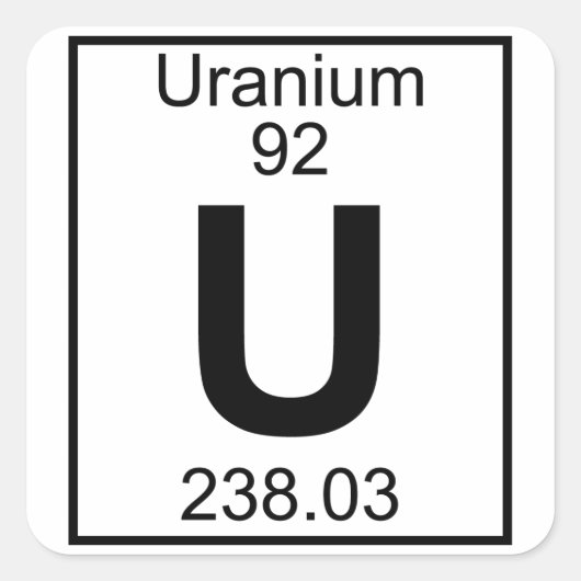 Sticker Carré Élément 092 - U - Uranium (complet) (Devant)