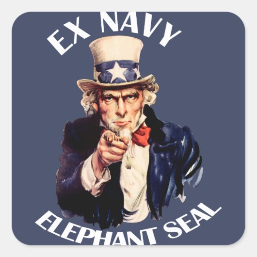 Sticker Carré Élément de marine éléphant vétéran souvenir (Devant)