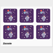 Sticker Carré Élément et Lapin Montgolfière spatiale | Fantaisis (Feuille)