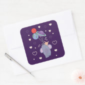 Sticker Carré Élément et Lapin Montgolfière spatiale | Fantaisis (Enveloppe)
