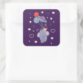 Sticker Carré Élément et Lapin Montgolfière spatiale | Fantaisis (Sac)