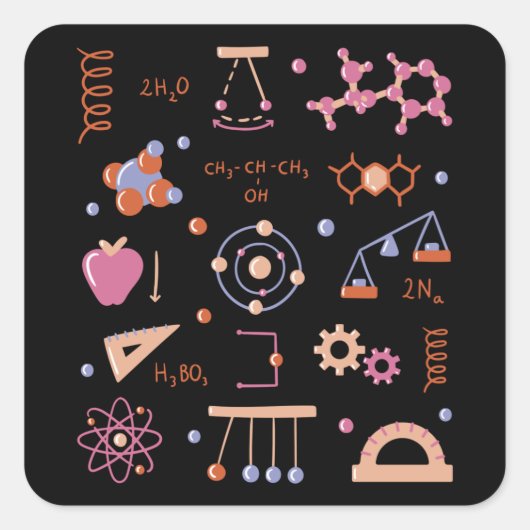 Sticker Carré Éléments de physique (Devant)