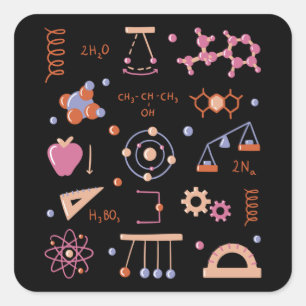 Sticker Carré Éléments de physique