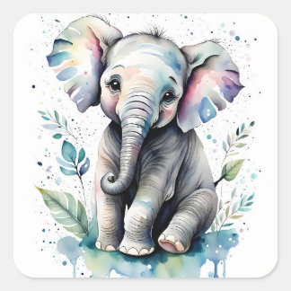 Sticker Carré Éléphant