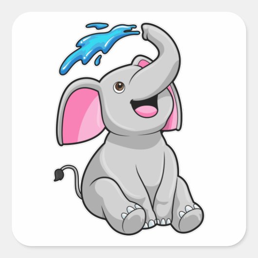 Sticker Carré Eléphant à l'eau (Devant)