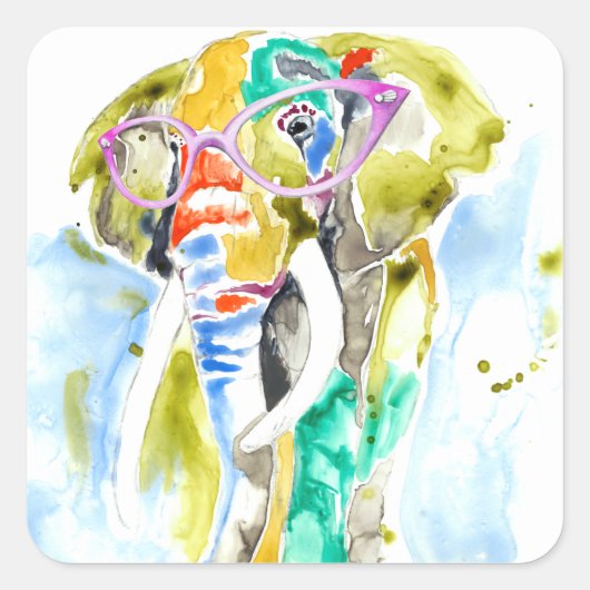 Sticker Carré Eléphant à pantalon intelligent (Devant)