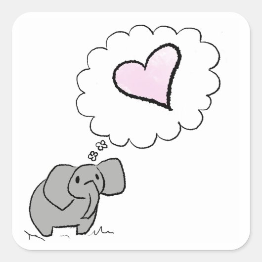 Sticker Carré Eléphant amoureux (Devant)