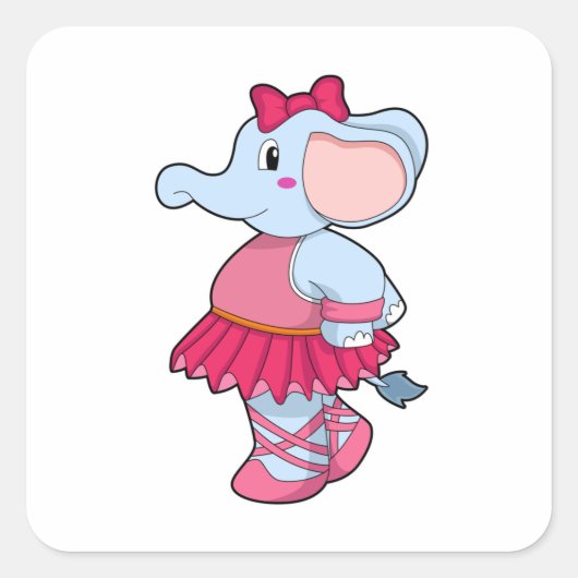 Sticker Carré Eléphant au Ballet avec jupe (Devant)
