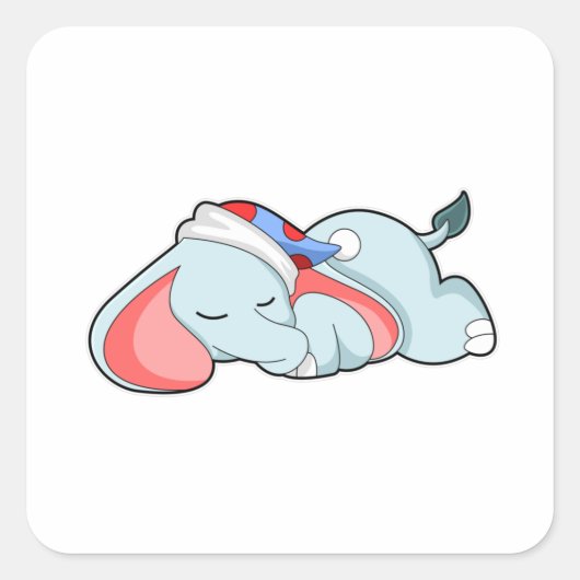 Sticker Carré Eléphant au coucher avec tête de lit (Devant)